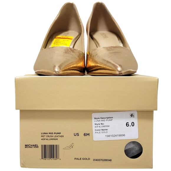 Michael Michael Kors Women Luna Mid Pump Heels Size US 6M Pale Gold Leather - Picture 5 of 5